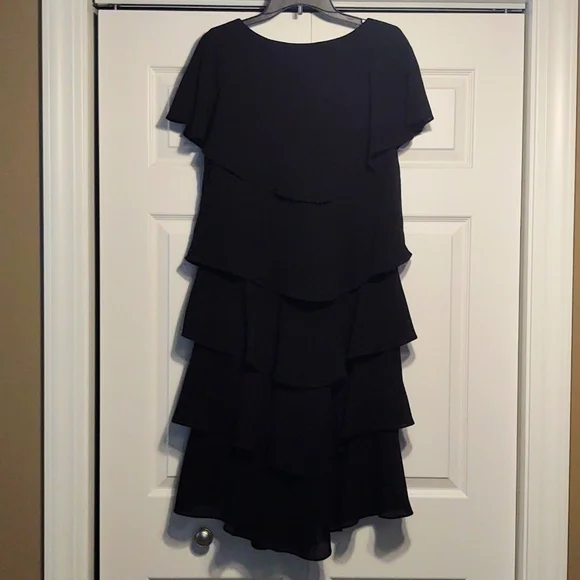 Patra Tiered Rhinestone Capelet Women's Dress Size 14 Black - Picture 3 of 5